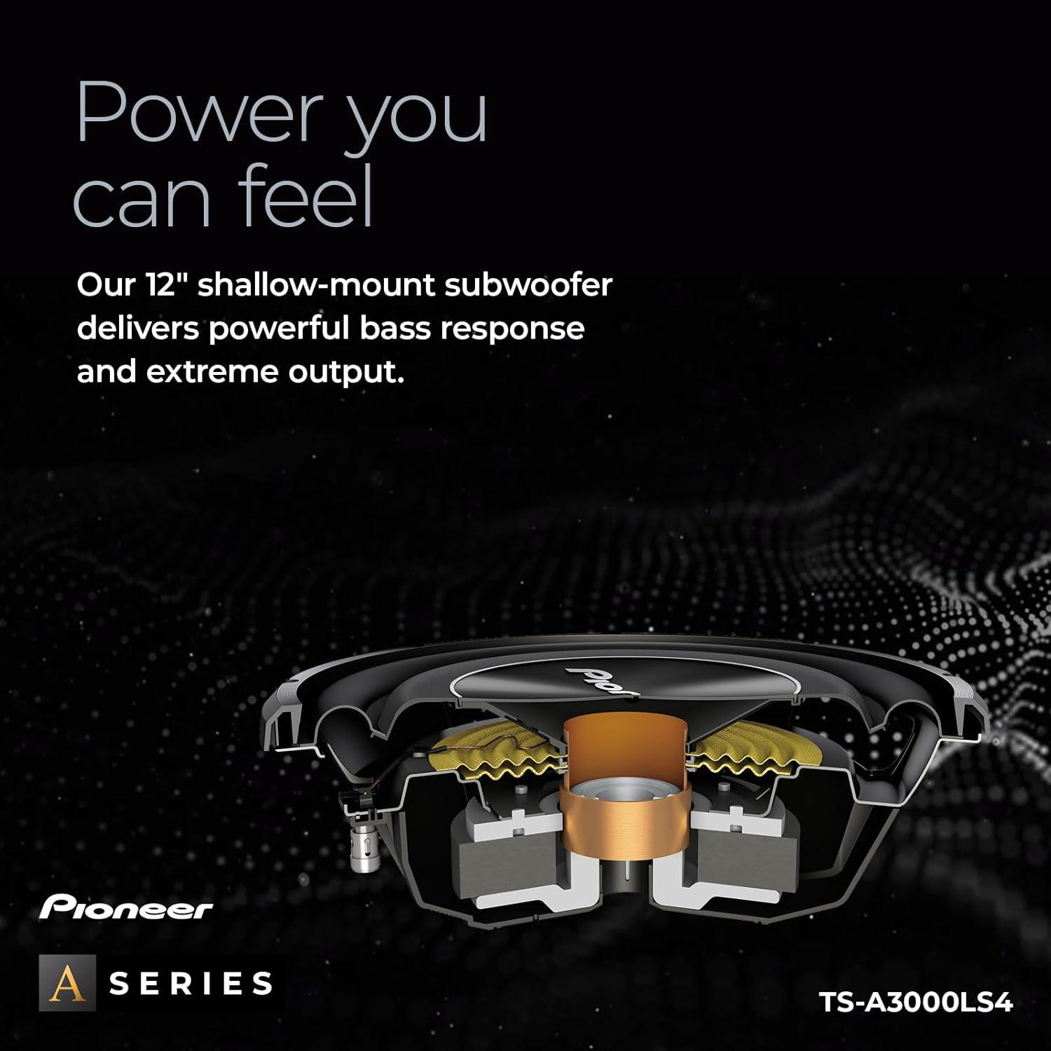 imagePIONEER ASeries TSA250D4 10 Subwoofer 1300W Max Flexible Wiring Powerful Bass Output12 1500W