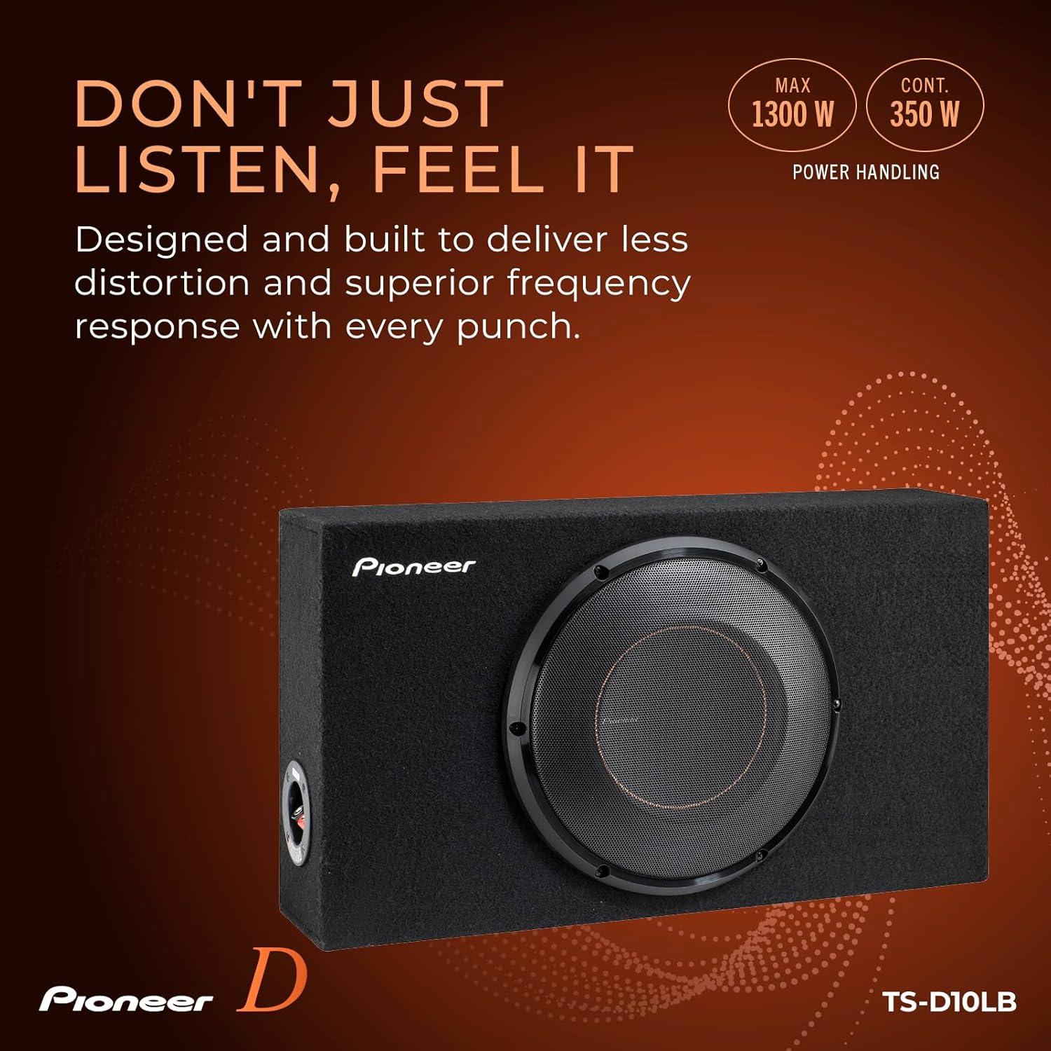 imagePIONEER DSeries TSD10LB 10 High Performance Subwoofer 1300W Max PreLoaded Enclosure HardHitting Low End
