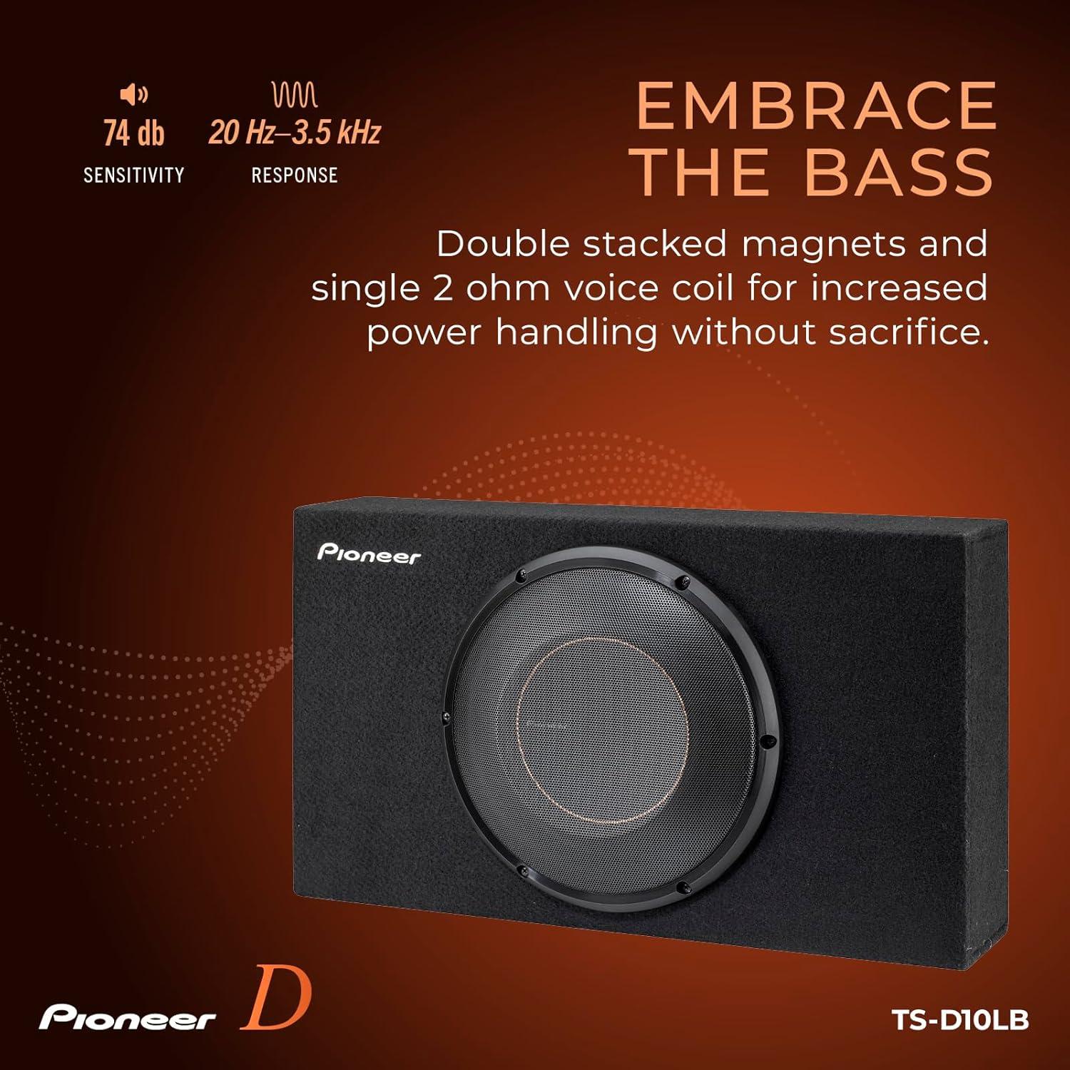 imagePIONEER DSeries TSD10LB 10 High Performance Subwoofer 1300W Max PreLoaded Enclosure HardHitting Low End