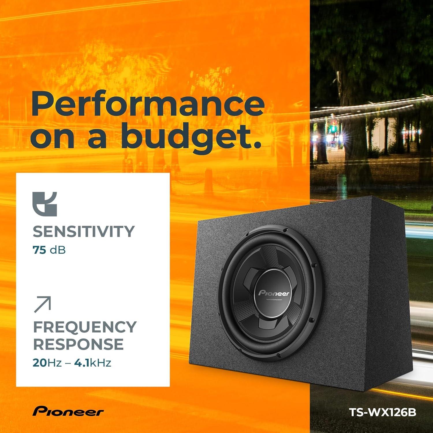 imagePIONEER TSWX126B 12 Subwoofer 1300W Max Powerful Dropin bass Solution Easy Installation Enclosure Included