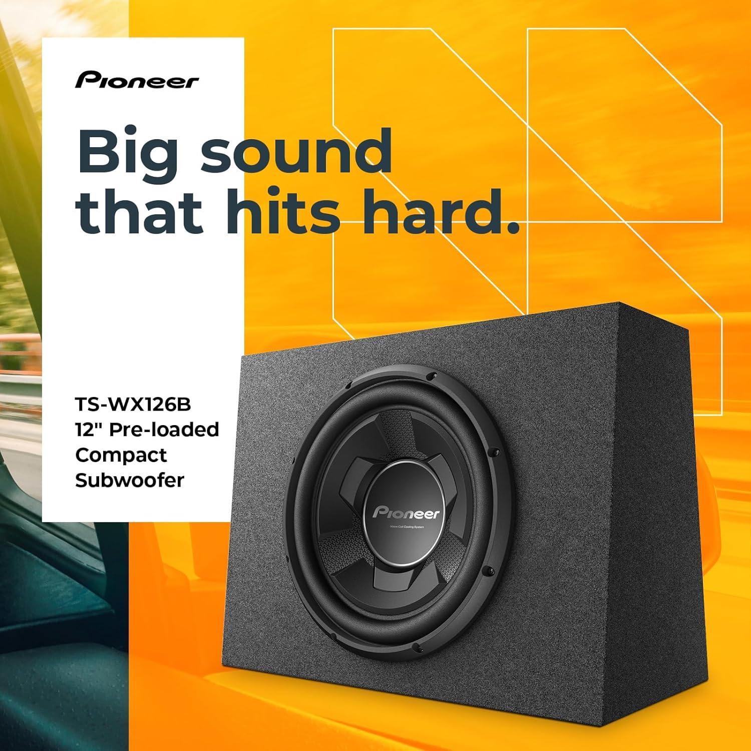 imagePIONEER TSWX126B 12 Subwoofer 1300W Max Powerful Dropin bass Solution Easy Installation Enclosure Included