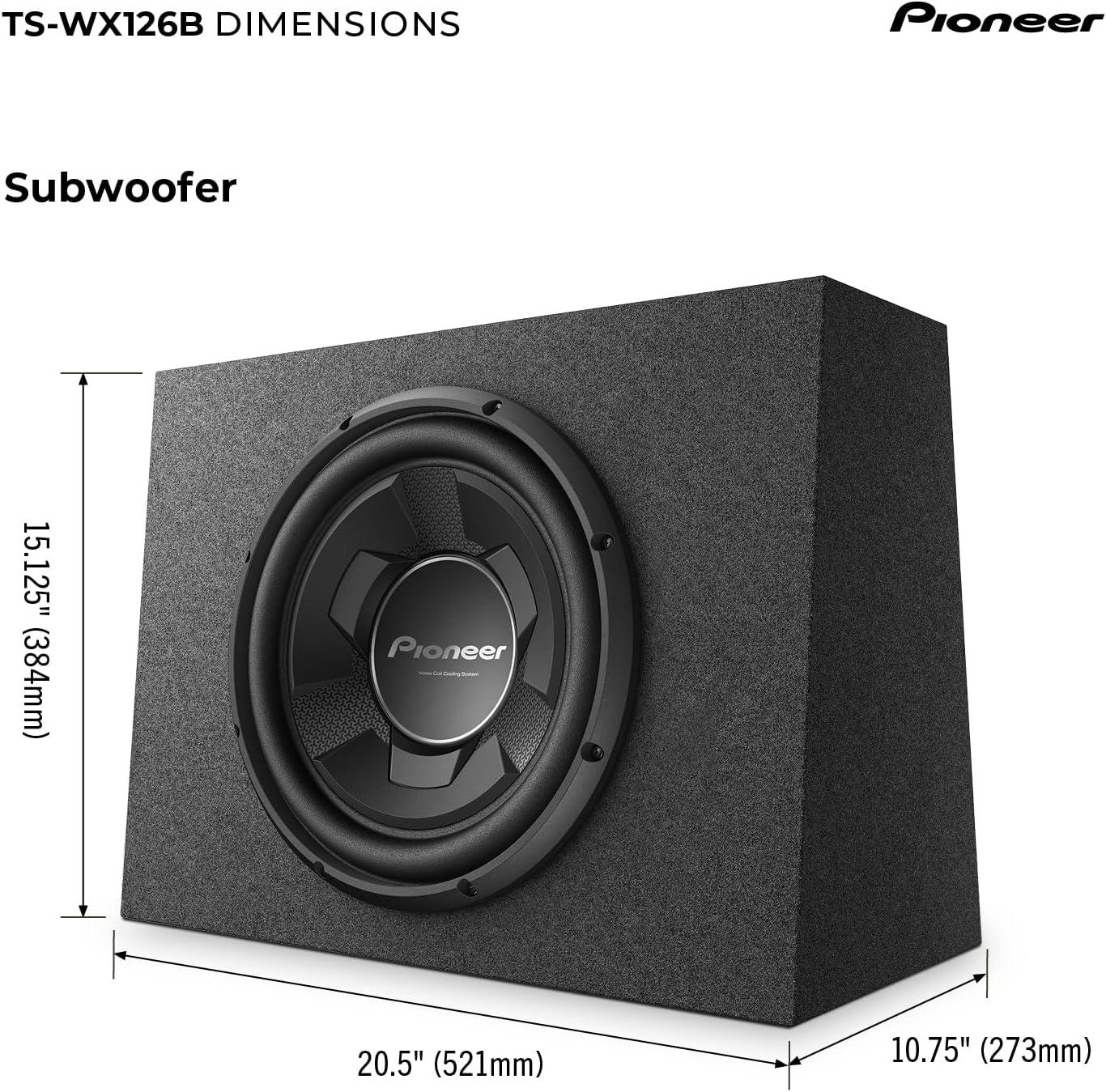 imagePIONEER TSWX126B 12 Subwoofer 1300W Max Powerful Dropin bass Solution Easy Installation Enclosure Included