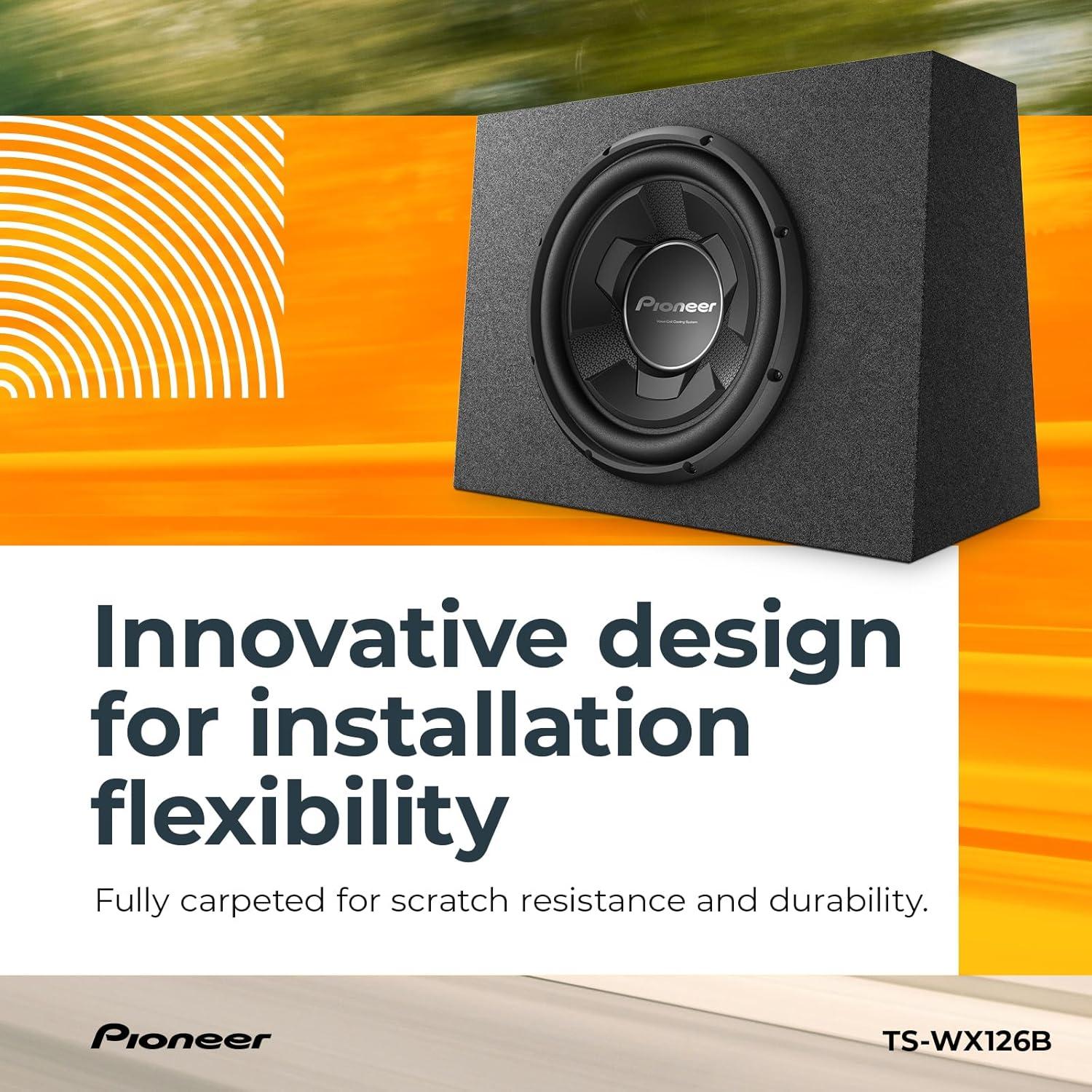imagePIONEER TSWX126B 12 Subwoofer 1300W Max Powerful Dropin bass Solution Easy Installation Enclosure Included