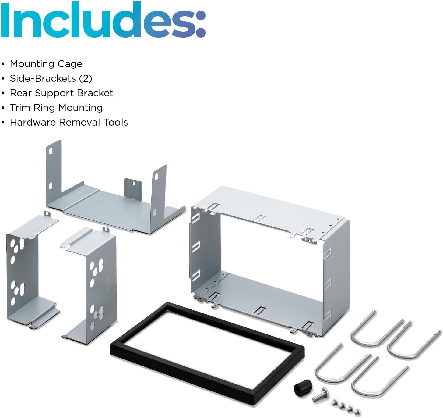 imagePioneer ADTVA133 2 DIN Installation Kit Includes Flush Mount Cage 2 DIN Chassis Brackets and Trim Ring Convenient Installation Fits Most 2 DIN inDash Receiver Products