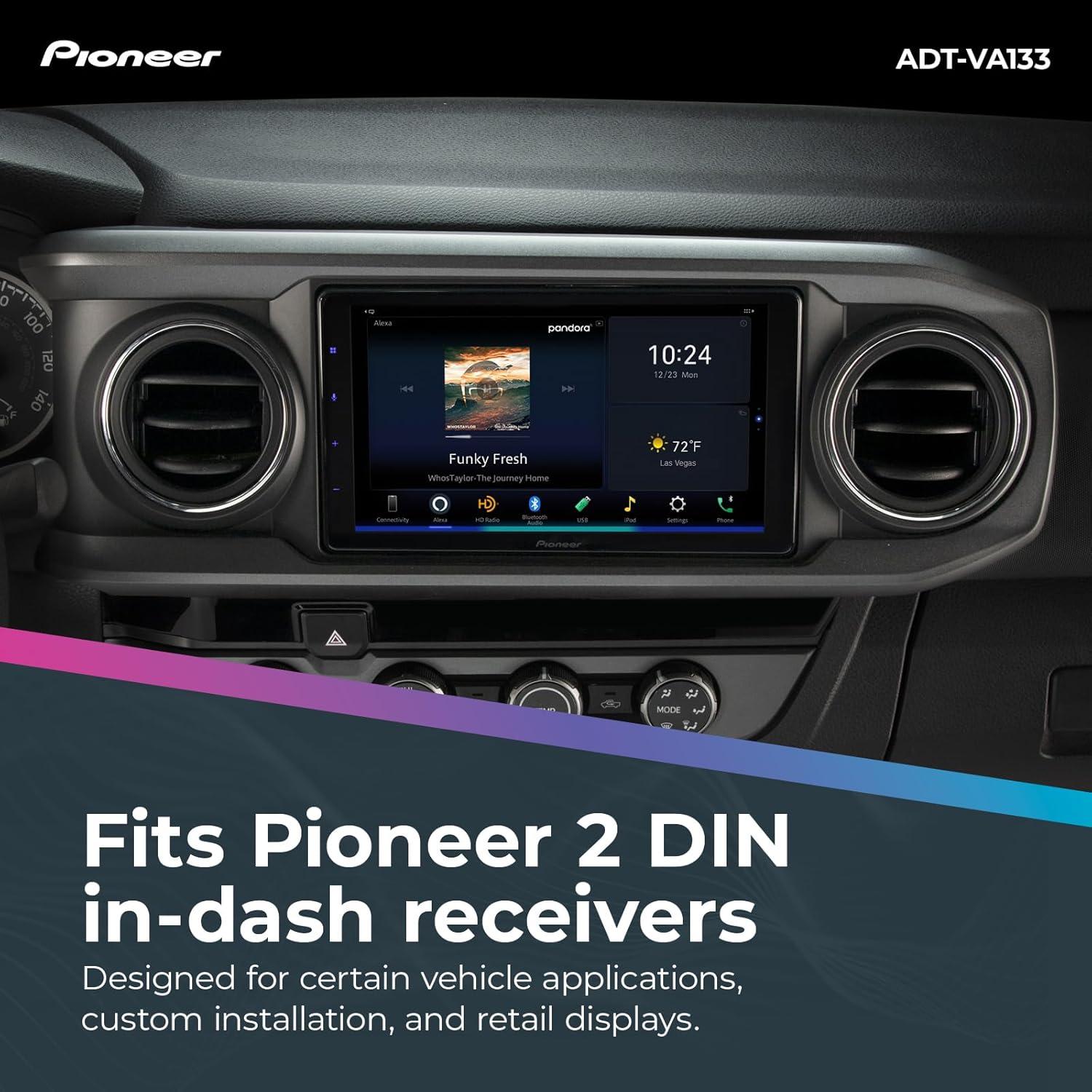imagePioneer ADTVA133 2 DIN Installation Kit Includes Flush Mount Cage 2 DIN Chassis Brackets and Trim Ring Convenient Installation Fits Most 2 DIN inDash Receiver Products