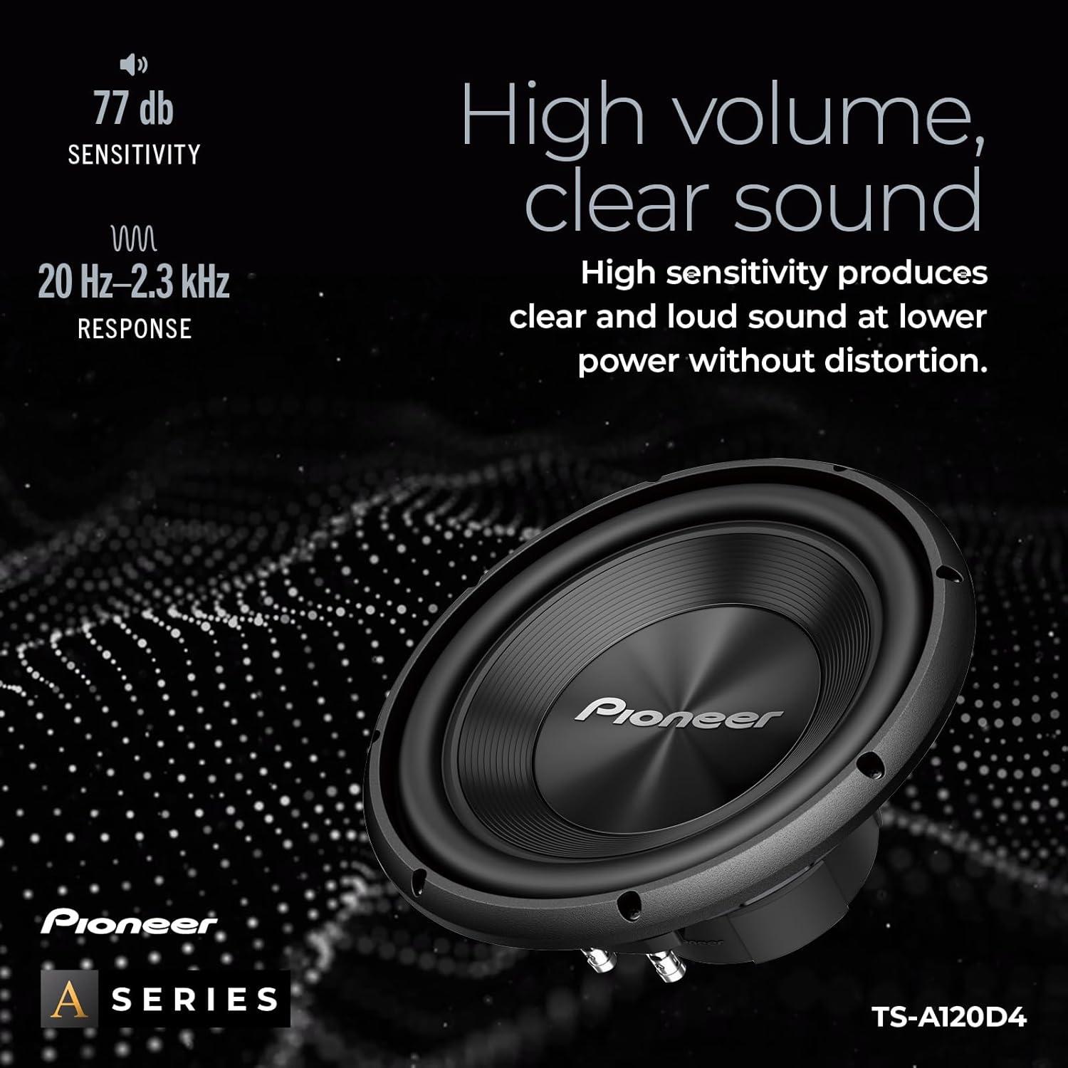 imagePioneer ASeries TSA120D4 12 Subwoofer 1500W Max Flexible Wiring Powerful Bass Output