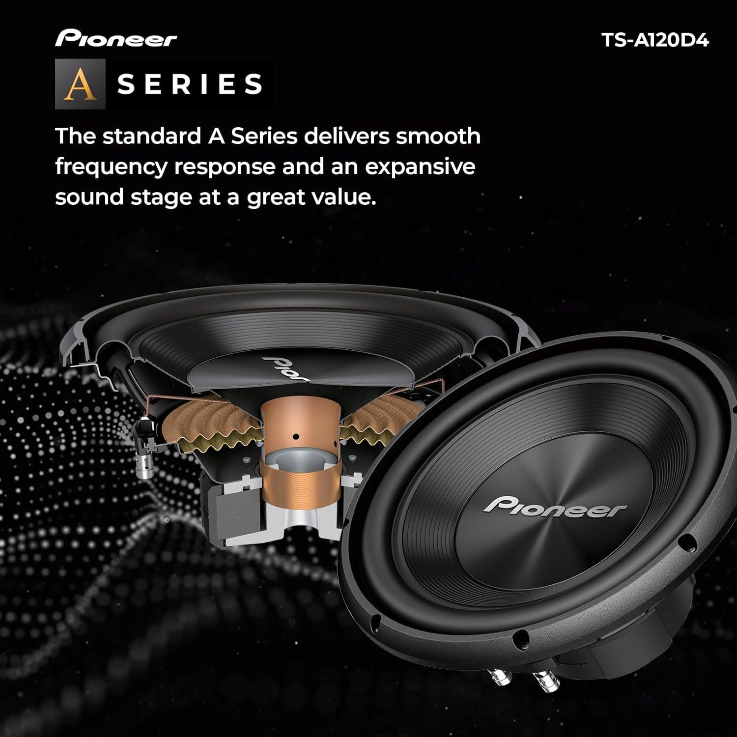 imagePioneer ASeries TSA120D4 12 Subwoofer 1500W Max Flexible Wiring Powerful Bass Output