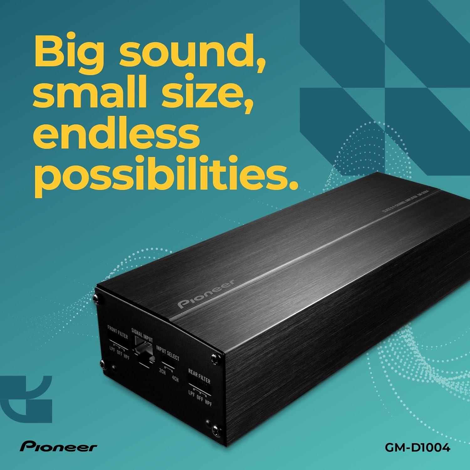 imagePioneer GMDX975 5Channel Car Amplifier 2000W Max Efficient Class D Bass Boost Control Remote Bass Knob Included HiRes Certified Gold terminals Full System amp with bass ControlGMD1004 400W