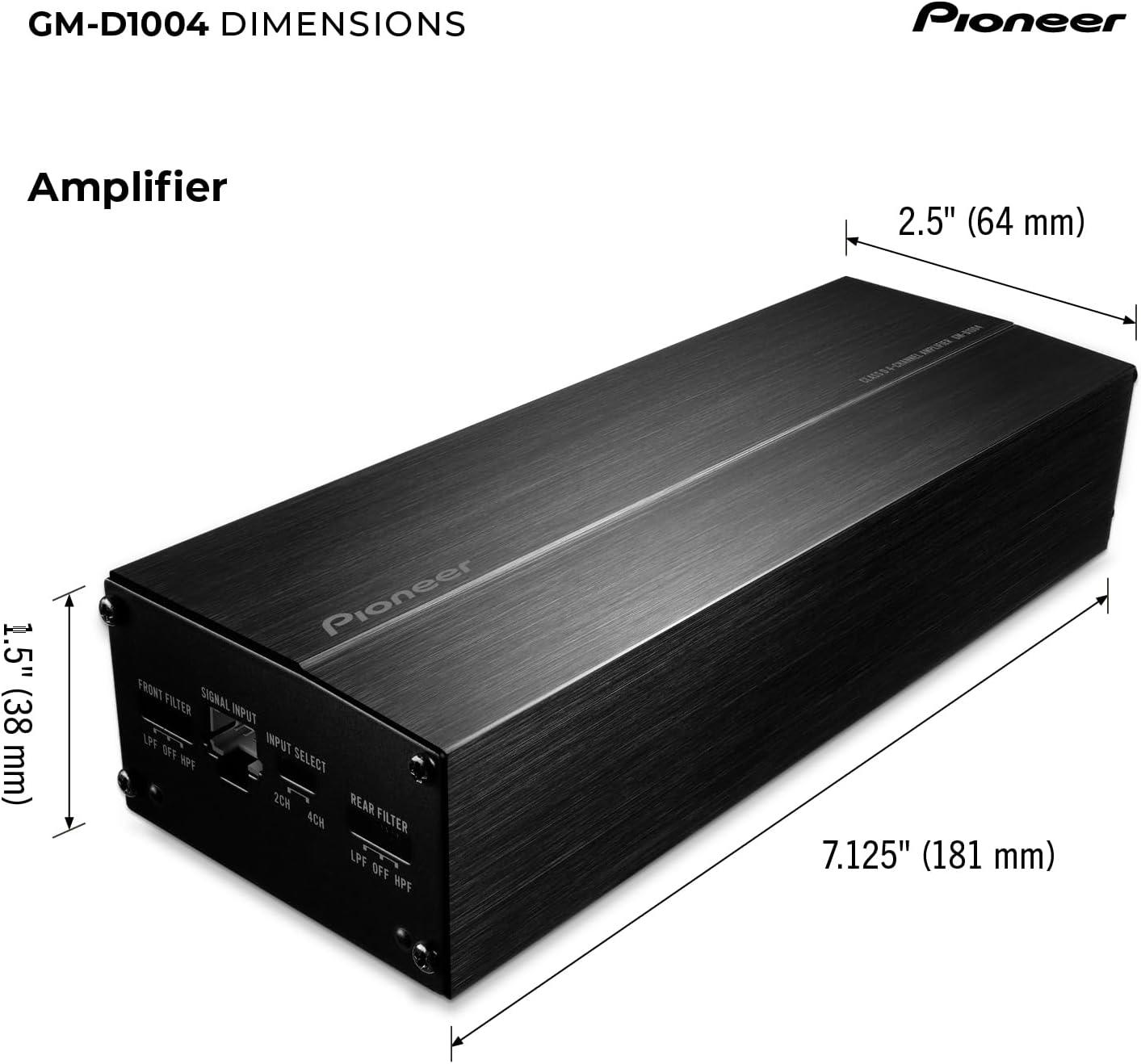 imagePioneer GMDX975 5Channel Car Amplifier 2000W Max Efficient Class D Bass Boost Control Remote Bass Knob Included HiRes Certified Gold terminals Full System amp with bass ControlGMD1004 400W
