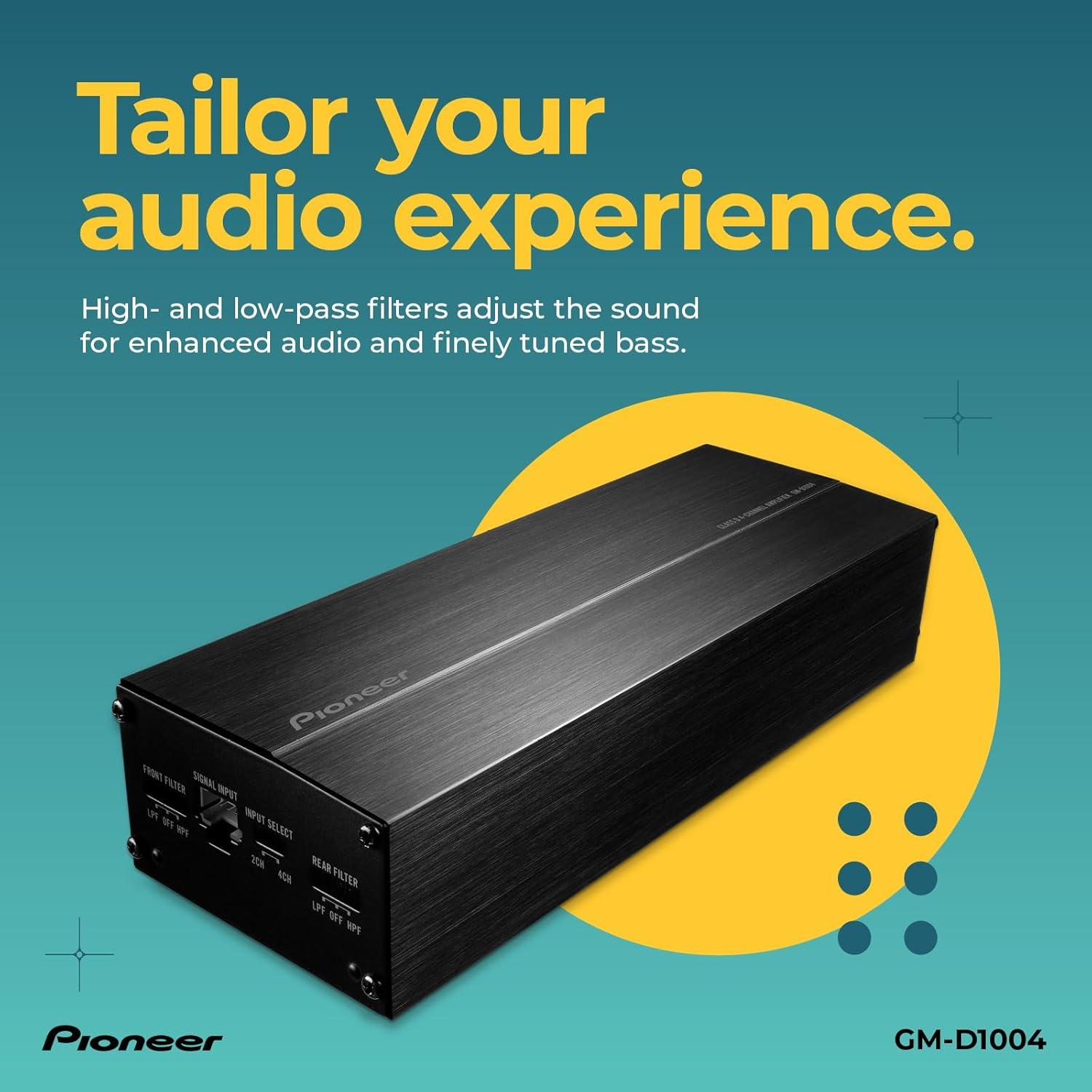 imagePioneer GMDX975 5Channel Car Amplifier 2000W Max Efficient Class D Bass Boost Control Remote Bass Knob Included HiRes Certified Gold terminals Full System amp with bass ControlGMD1004 400W