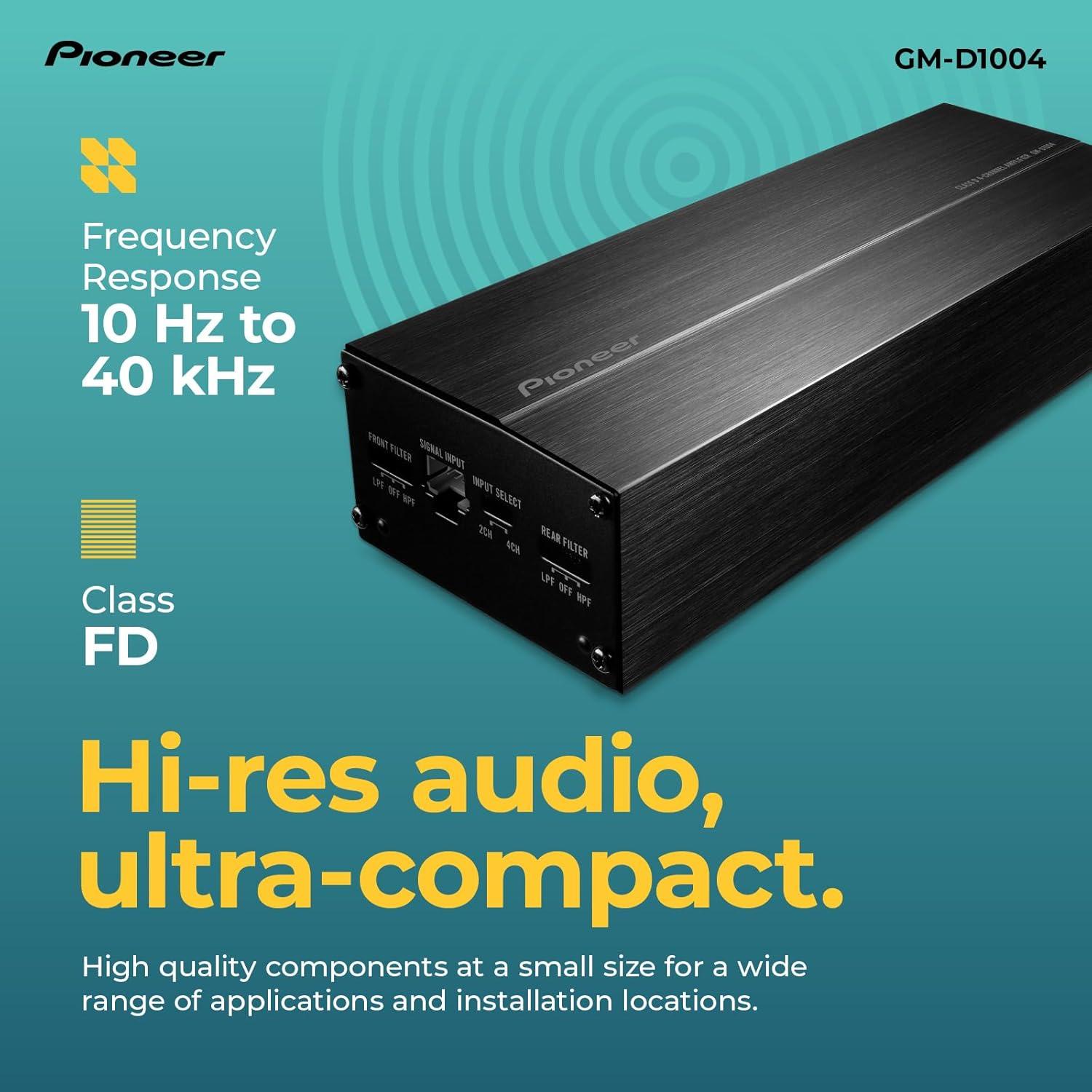 imagePioneer GMDX975 5Channel Car Amplifier 2000W Max Efficient Class D Bass Boost Control Remote Bass Knob Included HiRes Certified Gold terminals Full System amp with bass ControlGMD1004 400W