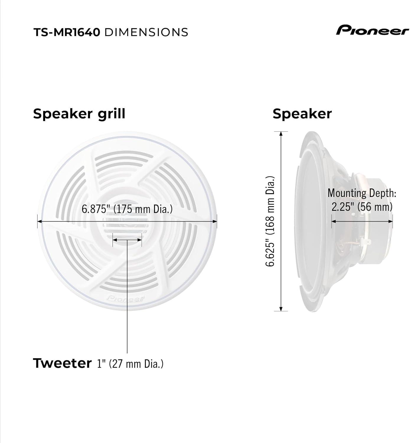 imagePioneer TSMR1600 65 Speakers Pair 100W Max WaterResistant UVProtected Built for Boats UTV ATV SXS Outdoor Marine All Purpose Speakers65 Marine Coaxial