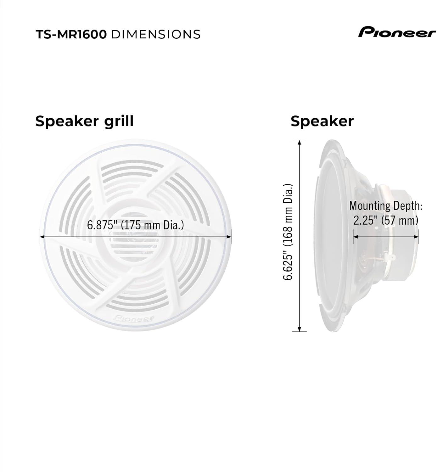 imagePioneer TSMR1600 65 Speakers Pair 100W Max WaterResistant UVProtected Built for Boats UTV ATV SXS Outdoor Marine All Purpose Speakers65 Marine Coaxial