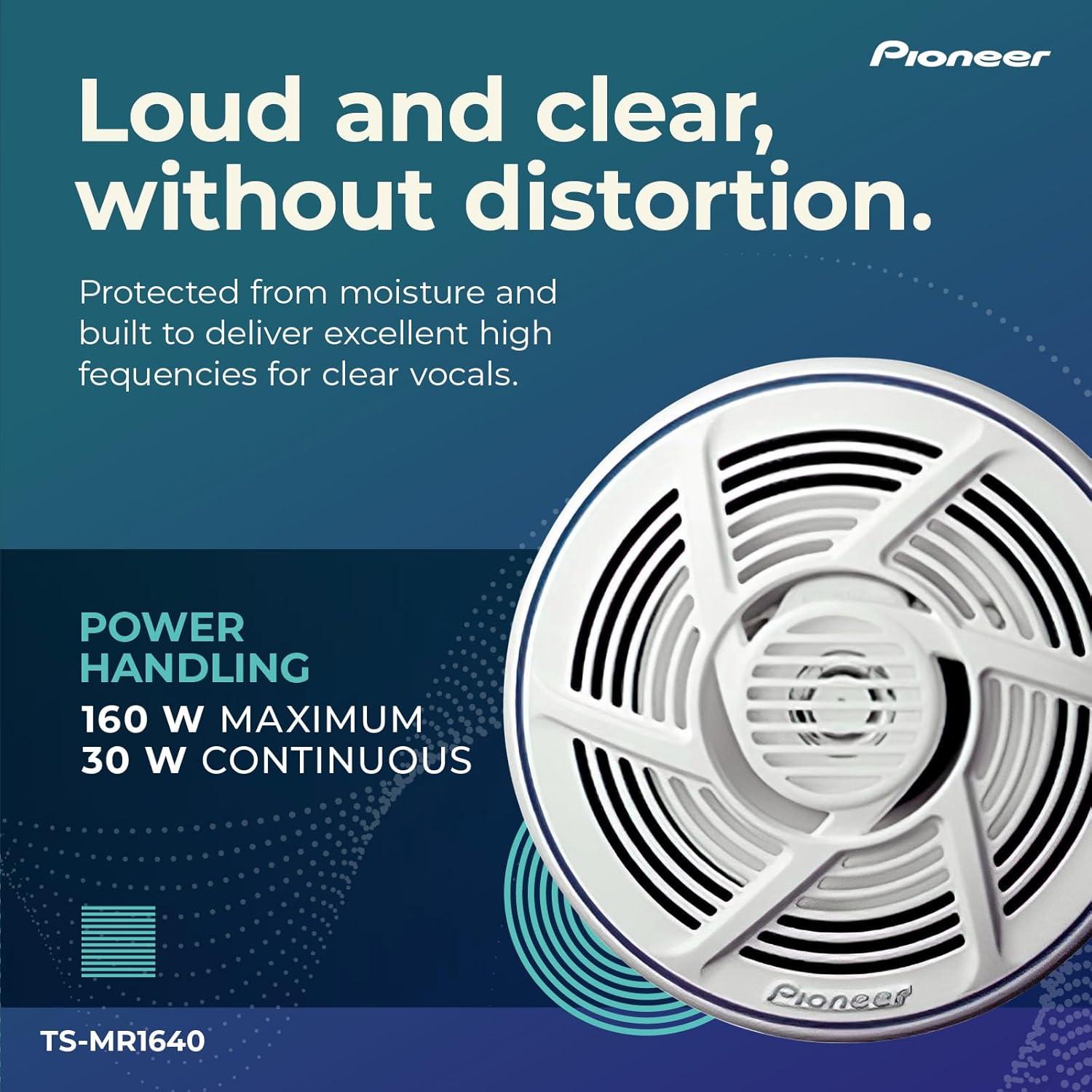 imagePioneer TSMR1600 65 Speakers Pair 100W Max WaterResistant UVProtected Built for Boats UTV ATV SXS Outdoor Marine All Purpose Speakers65 Marine Coaxial