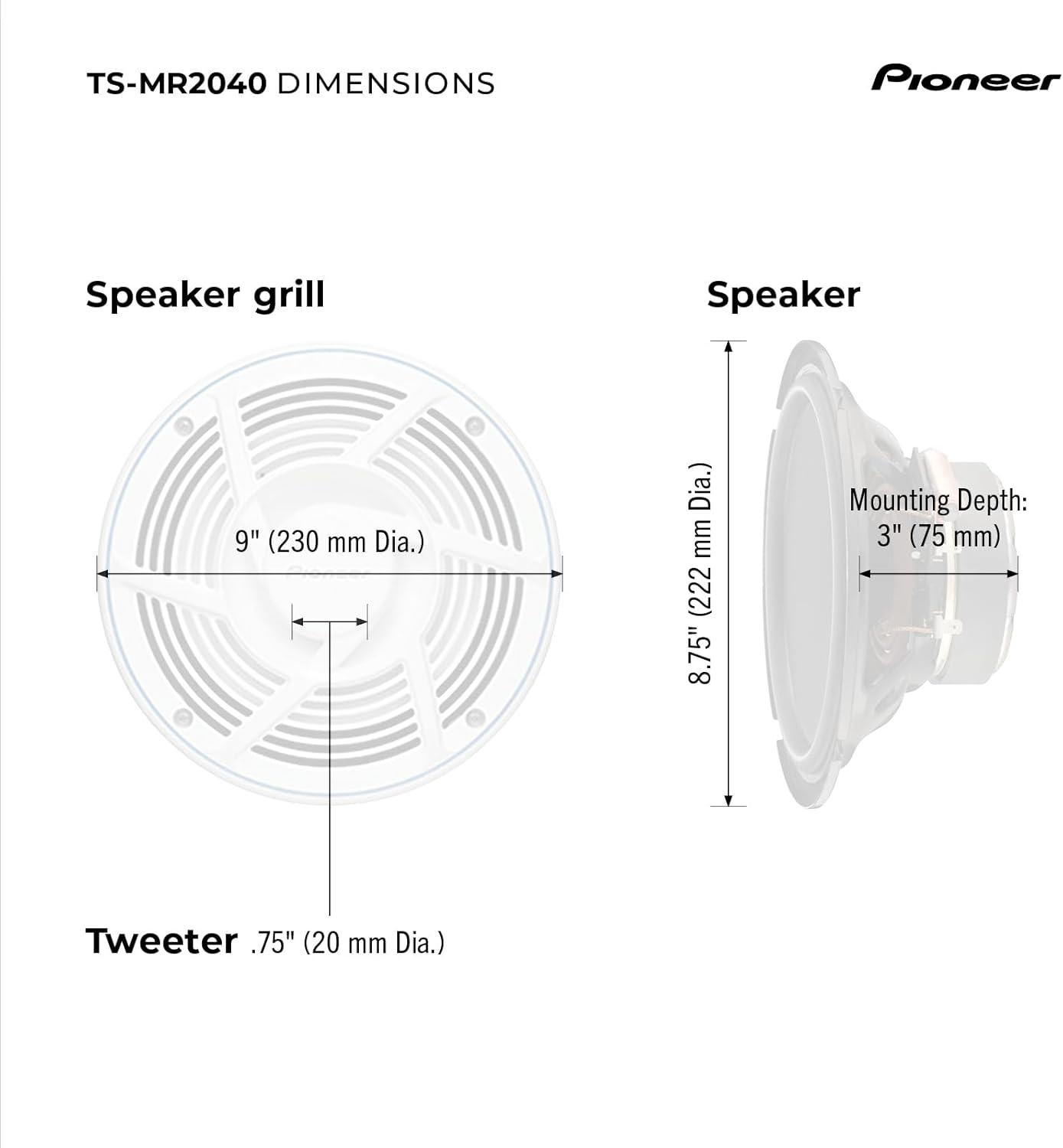 imagePioneer TSMR1600 65 Speakers Pair 100W Max WaterResistant UVProtected Built for Boats UTV ATV SXS Outdoor Marine All Purpose Speakers8 Marine Coaxial