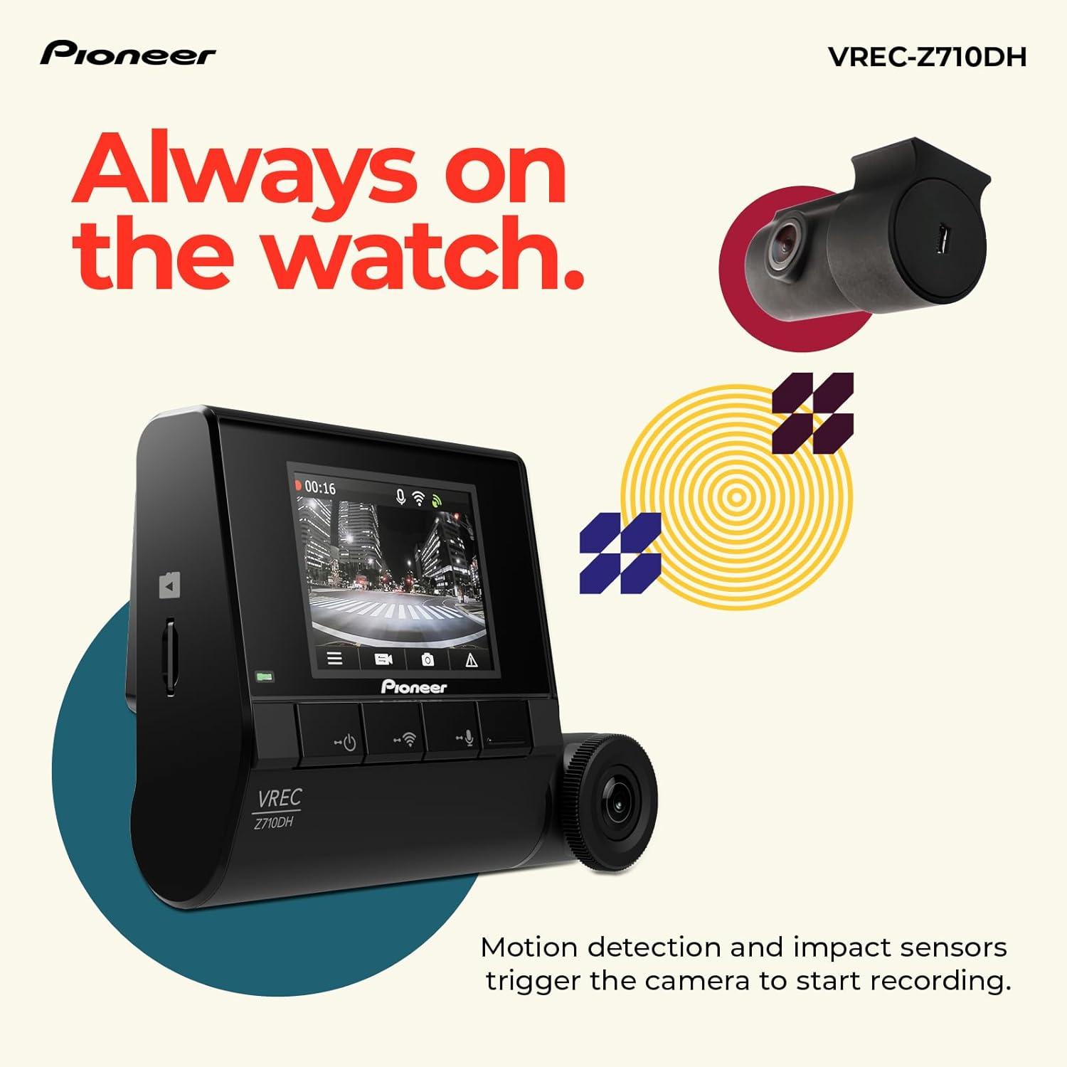 imagePioneer VRECZ710DH HighDefinition Dash Cam 4K Ultra HD Recording DualChannel GPS Tracking WiFi Connectivity and Advanced Driver Assistance Systems