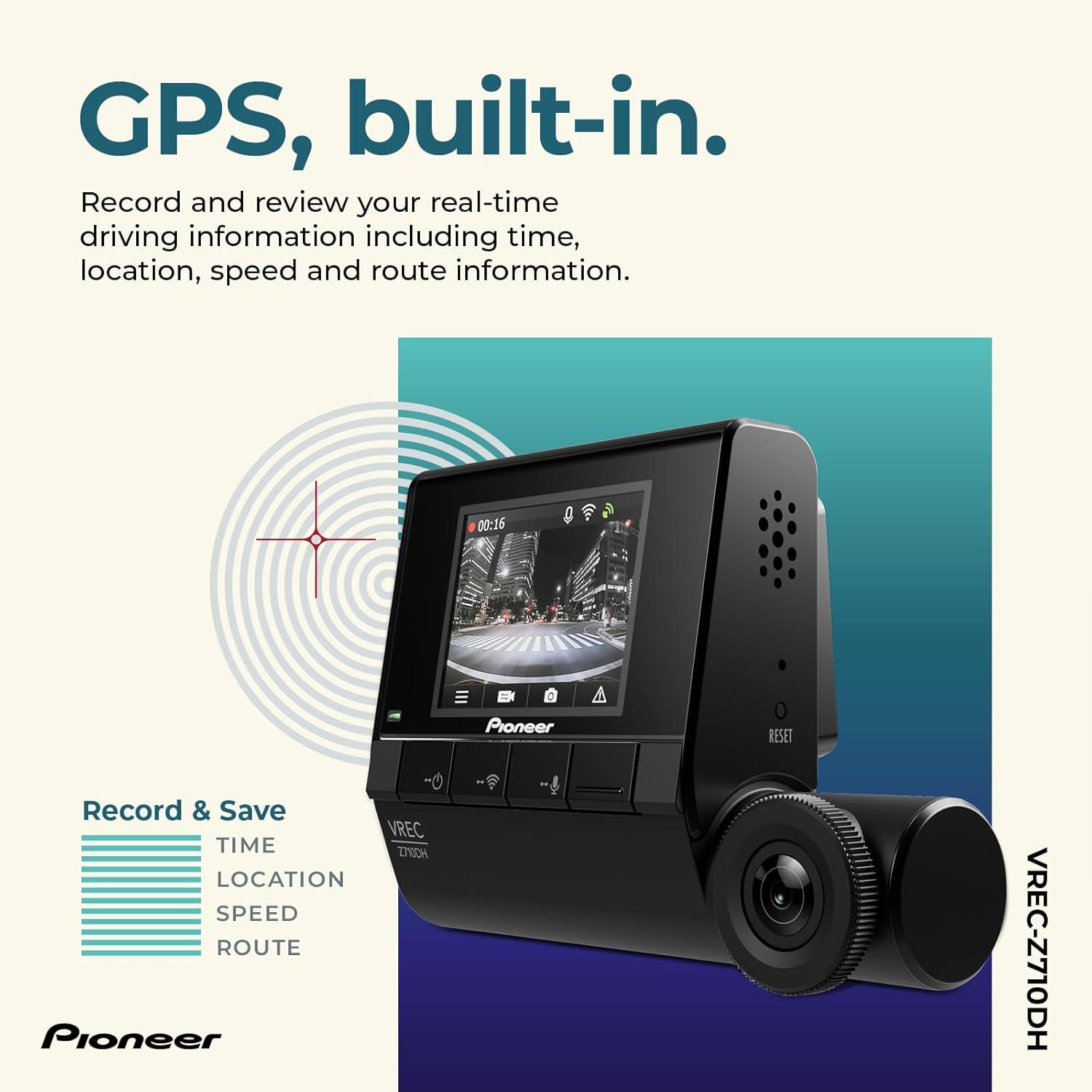 imagePioneer VRECZ710DH HighDefinition Dash Cam 4K Ultra HD Recording DualChannel GPS Tracking WiFi Connectivity and Advanced Driver Assistance Systems