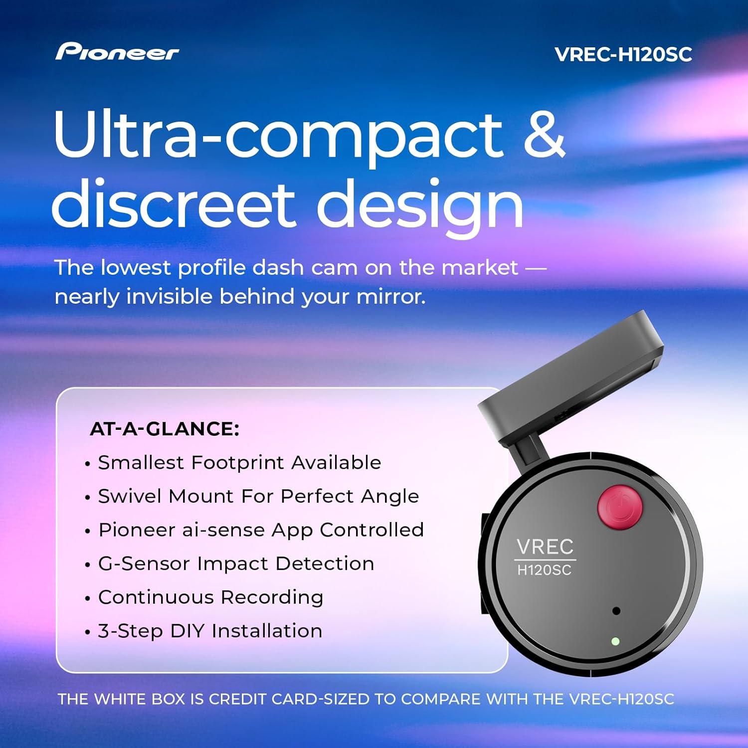 imagePioneer VRECZ820DC Dual Dash Cam Front and Rear Car Camera Premium 4K Camera AIISP Starvis Night Vision 139 Degree Wide Lens ADAS Safety Alerts Built in GPS Impact Detection 247 CoverageVRECH120SC