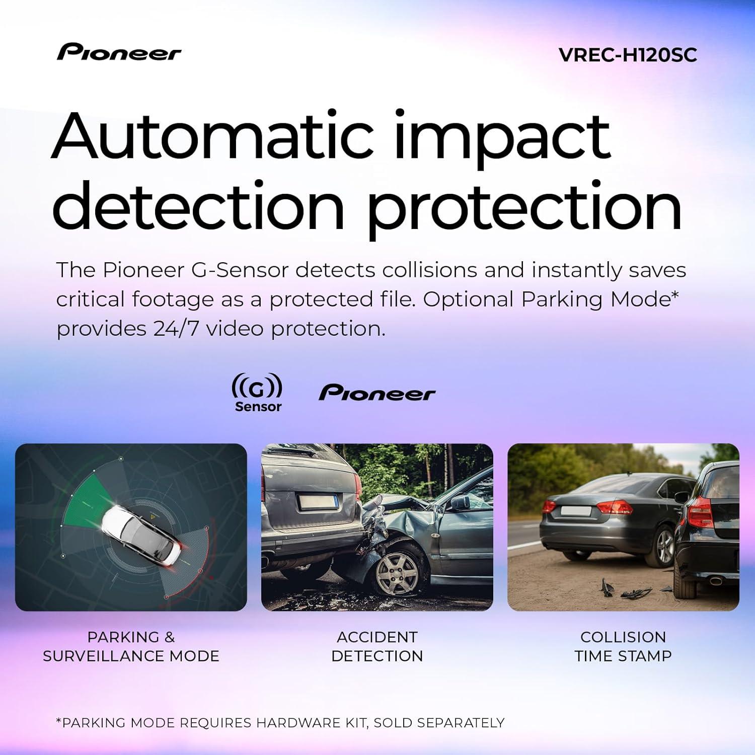 imagePioneer VRECZ820DC Dual Dash Cam Front and Rear Car Camera Premium 4K Camera AIISP Starvis Night Vision 139 Degree Wide Lens ADAS Safety Alerts Built in GPS Impact Detection 247 CoverageVRECH120SC