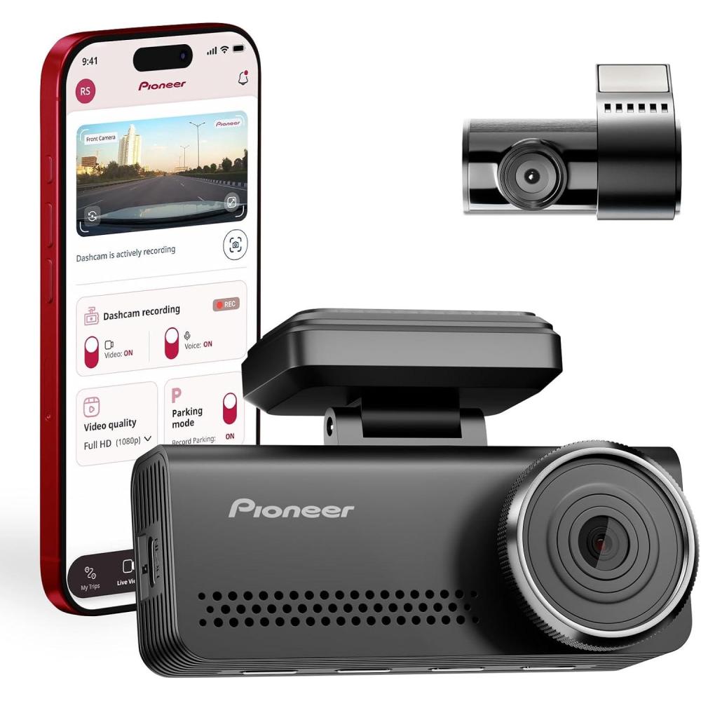 imagePioneer VRECZ820DC Dual Dash Cam Front and Rear Car Camera Premium 4K Camera AIISP Starvis Night Vision 139 Degree Wide Lens ADAS Safety Alerts Built in GPS Impact Detection 247 CoverageVRECZ820DC