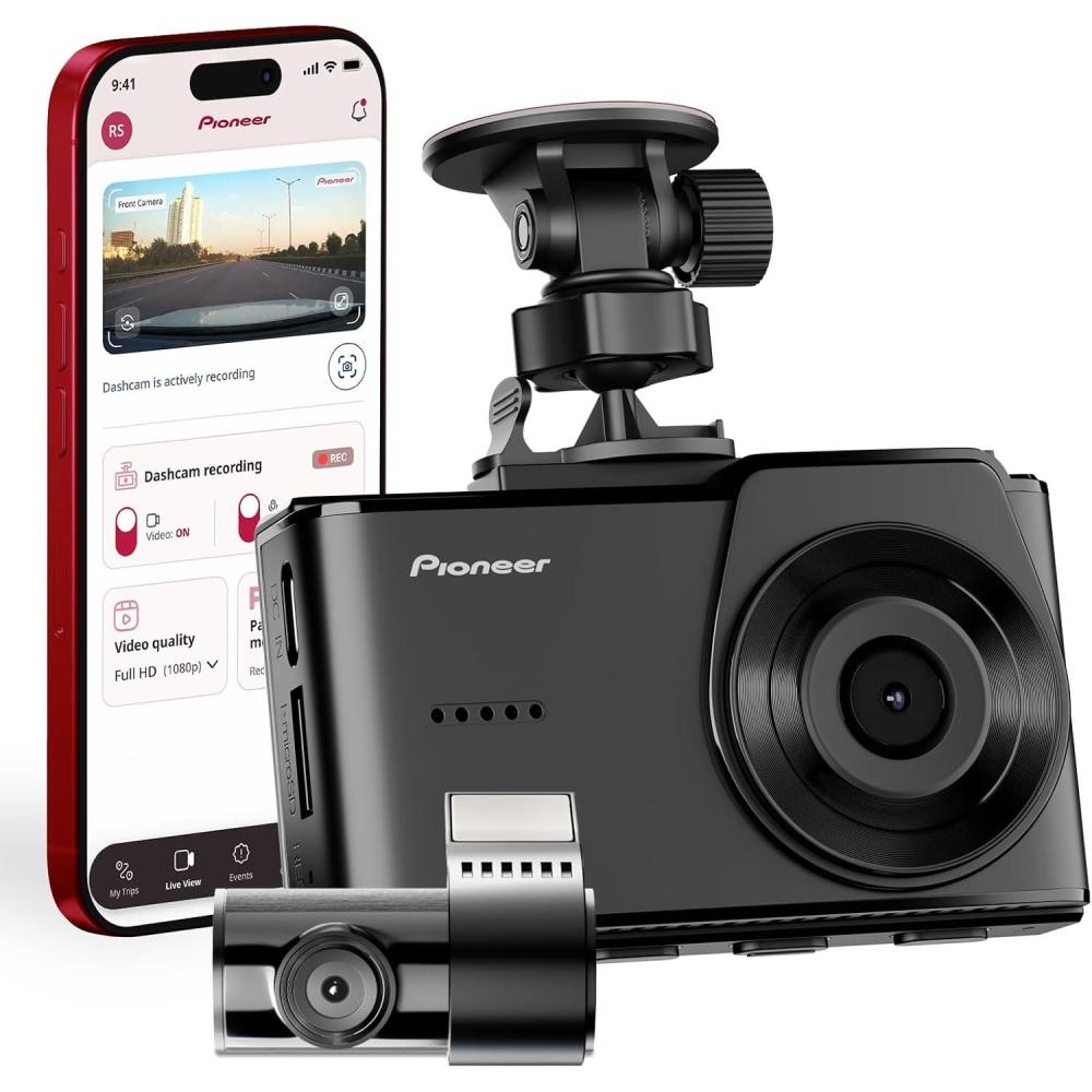 imagePioneer VRECZ820DC Dual Dash Cam Front and Rear Car Camera Premium 4K Camera AIISP Starvis Night Vision 139 Degree Wide Lens ADAS Safety Alerts Built in GPS Impact Detection 247 CoverageVRECH520DC