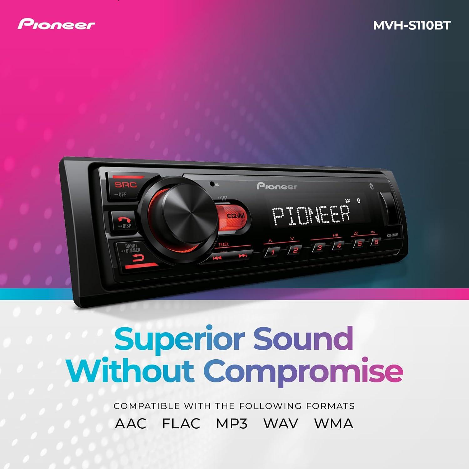 image:imagePioneer MVHS110BT 1Din Digital Media Receiver Car Stereo Bluetooth USB Input 50W x 4 Output AMFM Radio iPhone amp Android Compatible Front amp SW Mono RCA OutputMVHS110BT