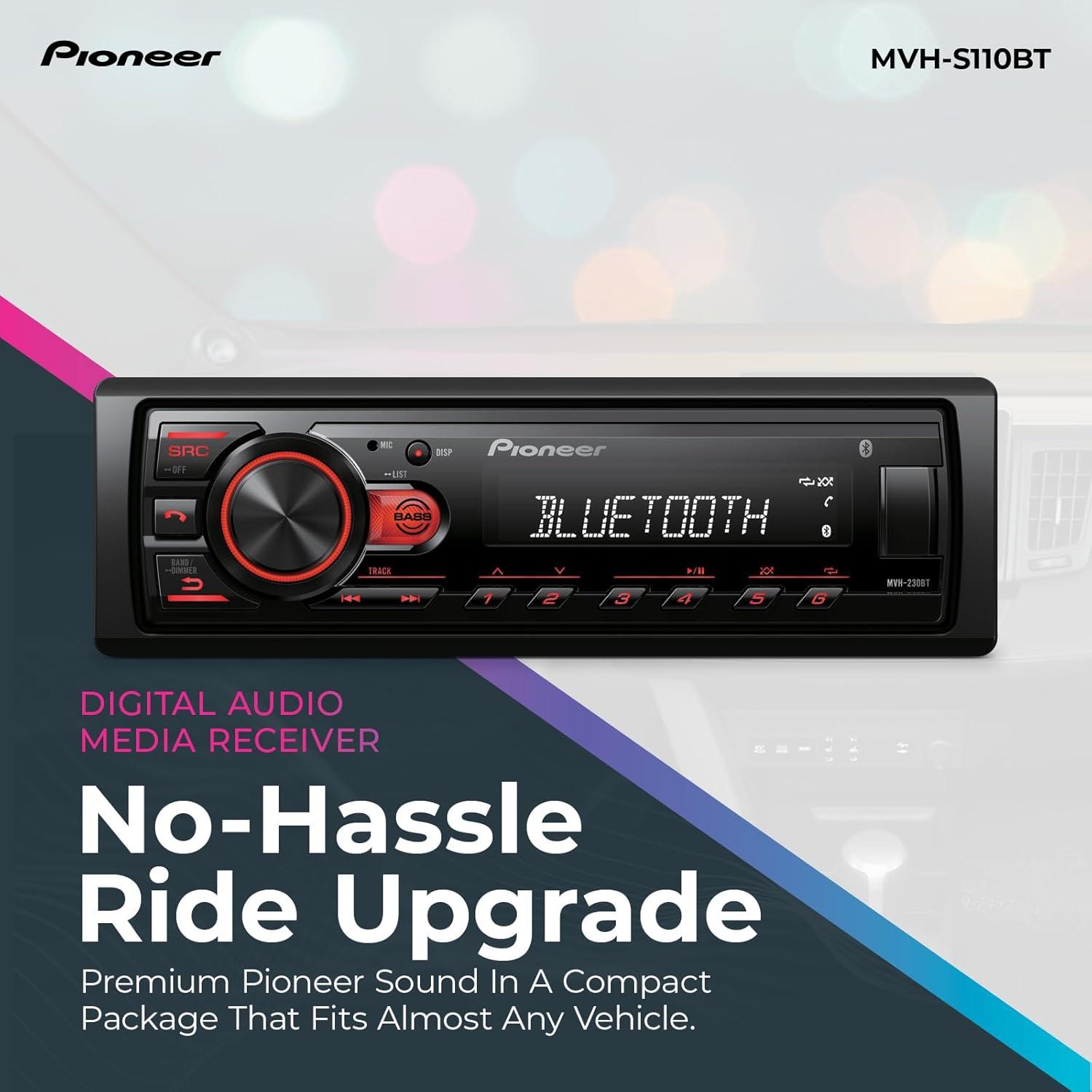 image:imagePioneer MVHS110BT 1Din Digital Media Receiver Car Stereo Bluetooth USB Input 50W x 4 Output AMFM Radio iPhone amp Android Compatible Front amp SW Mono RCA OutputMVHS110BT