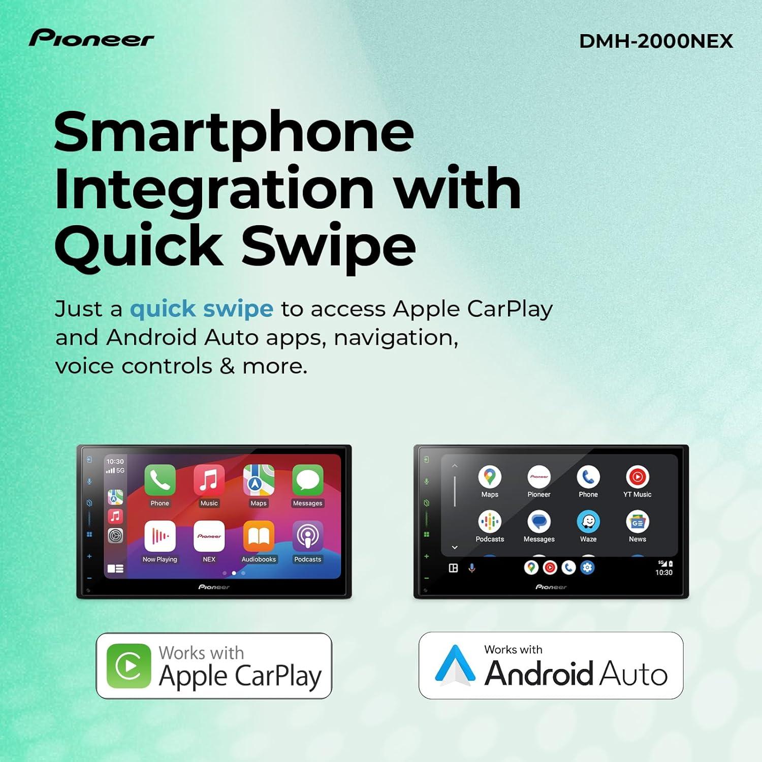 image:imagePioneer DMHS110EX 7 DoubleDin Digital Multimedia Receiver Built in Bluetooth Smartphone Integration Touchscreen Rear Camera InputDMH2000NEX