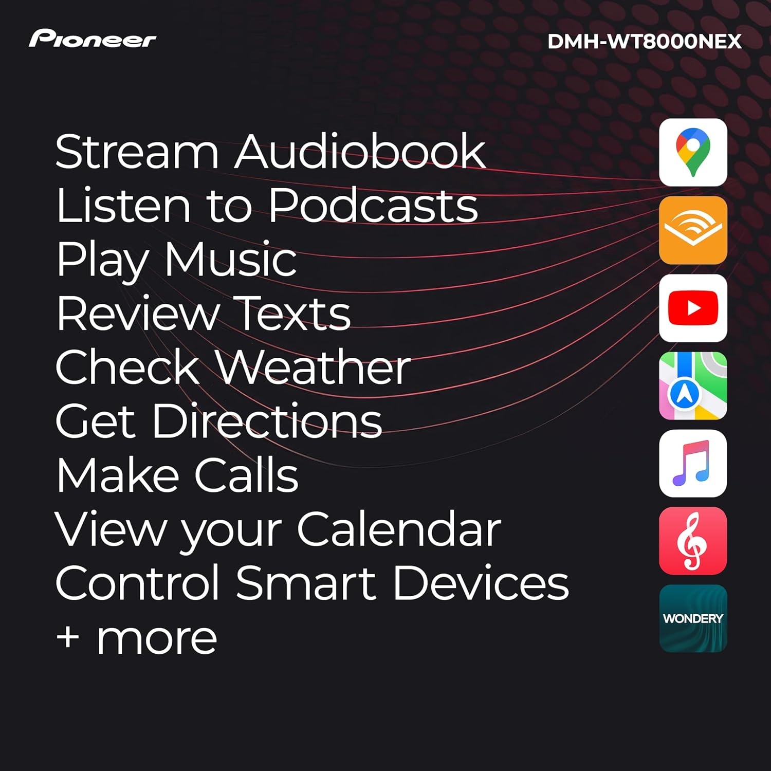 image:imagePioneer DMHWT8000NEX 101 Single Din Multimedia Digital Media Receiver with Dolby Atmos Wireless Apple CarPlay Android Auto WiFi Bluetooth Car Stereo HD Radio Touchscreen Rear Camera Inputs