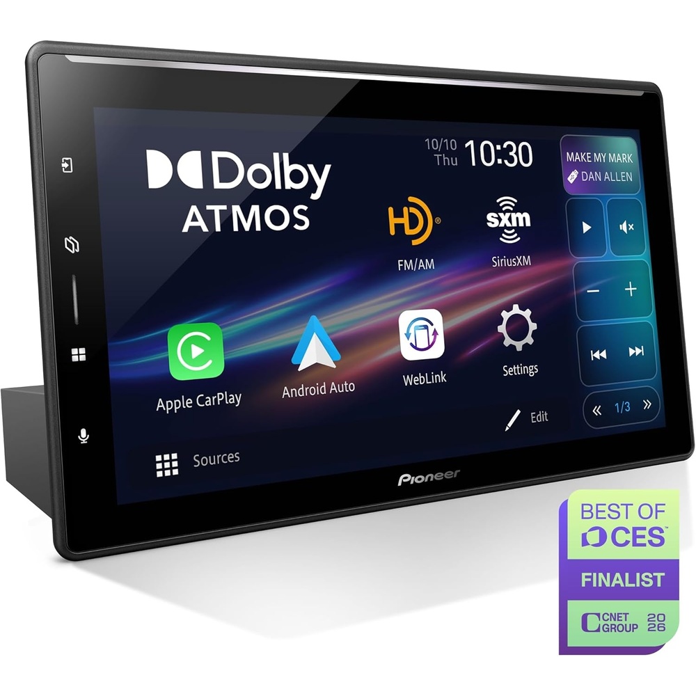 image:imagePioneer DMHWT8000NEX 101 Single Din Multimedia Digital Media Receiver with Dolby Atmos Wireless Apple CarPlay Android Auto WiFi Bluetooth Car Stereo HD Radio Touchscreen Rear Camera Inputs